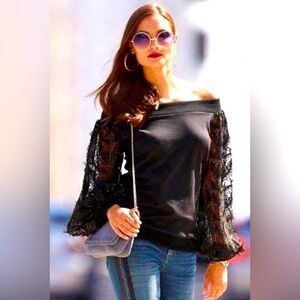 Nwot Boston Proper 3D Lace Off the Shoulder Top Shirt Size Medium
